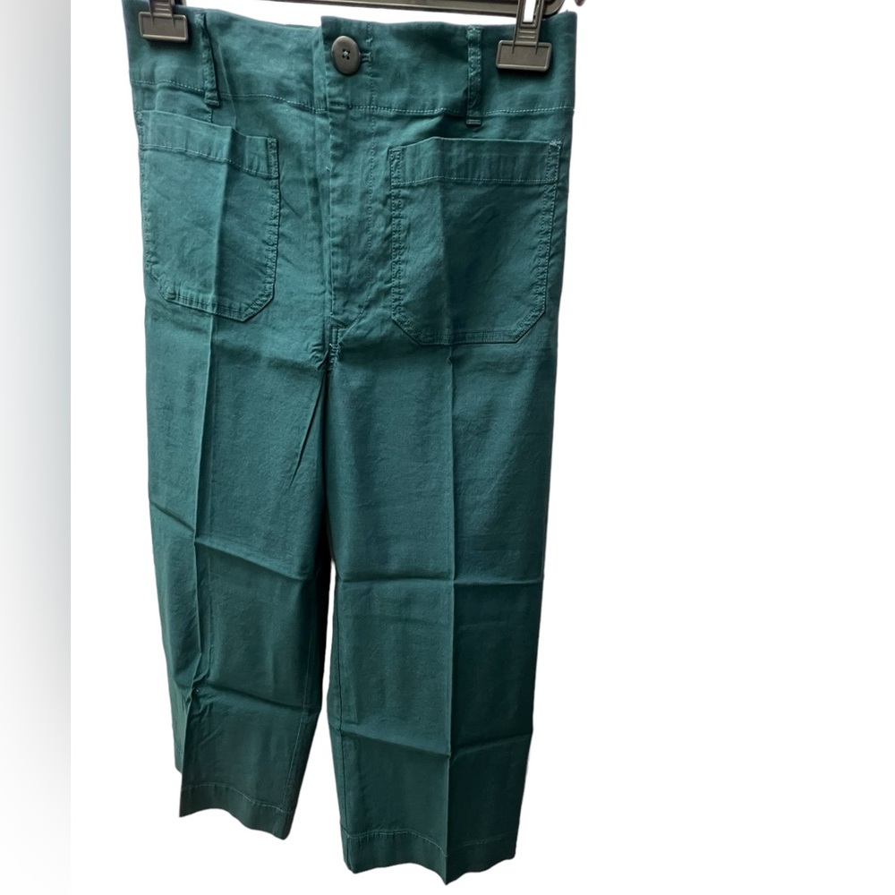 Maeve Teal Cropped Straight-Leg Pants